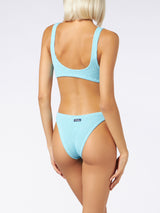 Damen-Bralette-Bikini in Crinkle-Optik in Hellblau