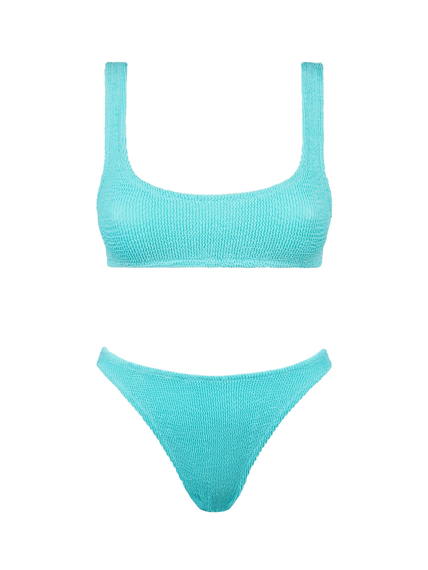 Woman water green crinkle bralette bikini