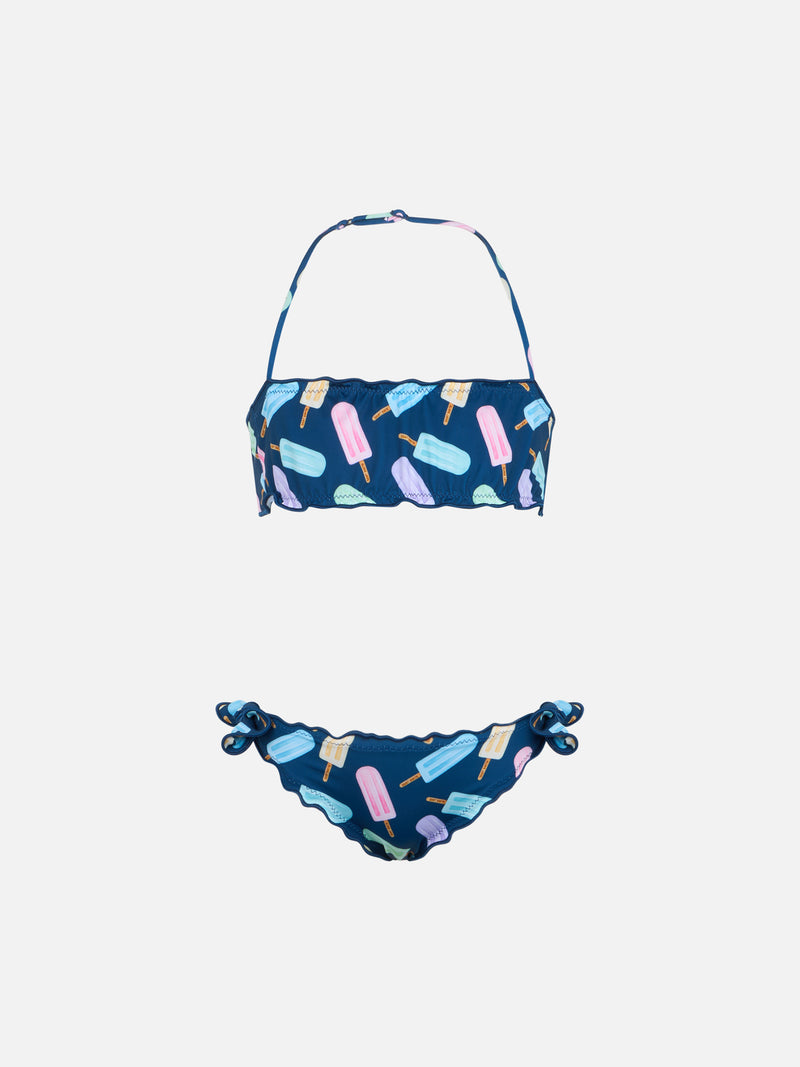 Girl classic bandeau bikini Emy with popsicles print