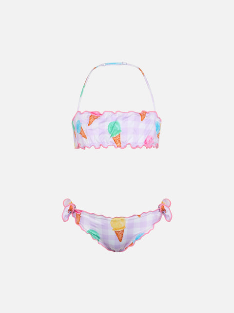 Girl classic bandeau bikini Emy with ice cream print - MC2 Saint Barth
