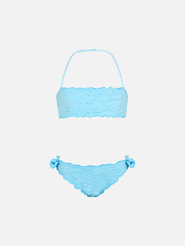 Emy classic bandeau bikini with Sangallo lace embroidery