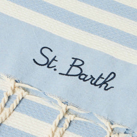 Foutas beach towel with light blue and white stripes