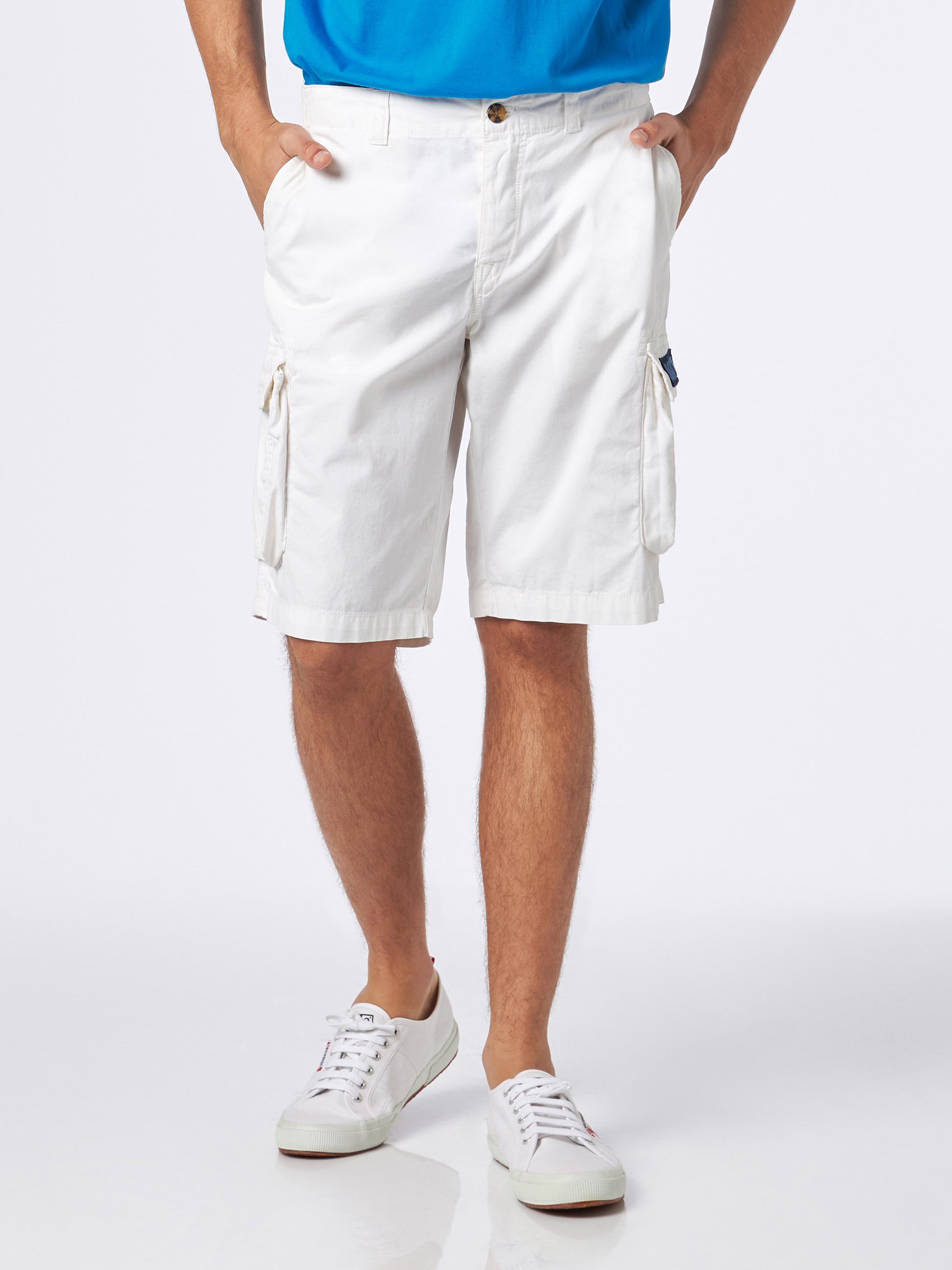 Man white cotton cargo shorts – MC2 Saint Barth