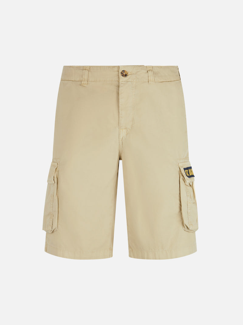 Beigefarbene Cargo-Shorts für Herren aus Baumwolle