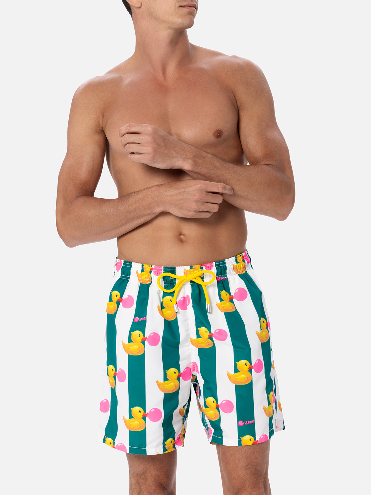 Mittellange Gustavia-Badeshorts für Herren mit Enten-Big-Babol-Aufdruck | GROSSE BABOL-SONDERAUSGABE