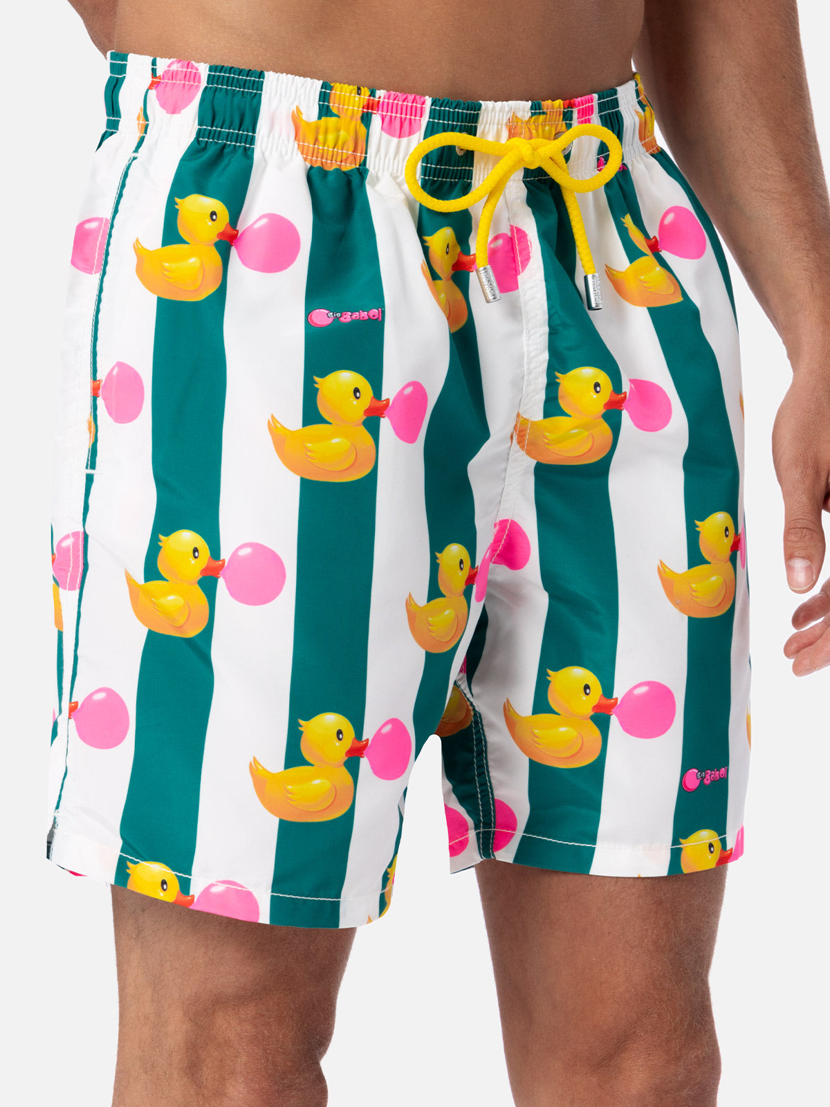 Mittellange Gustavia-Badeshorts für Herren mit Enten-Big-Babol-Aufdruck | GROSSE BABOL-SONDERAUSGABE