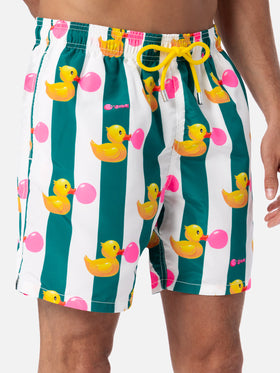 Mittellange Gustavia-Badeshorts für Herren mit Enten-Big-Babol-Aufdruck | GROSSE BABOL-SONDERAUSGABE