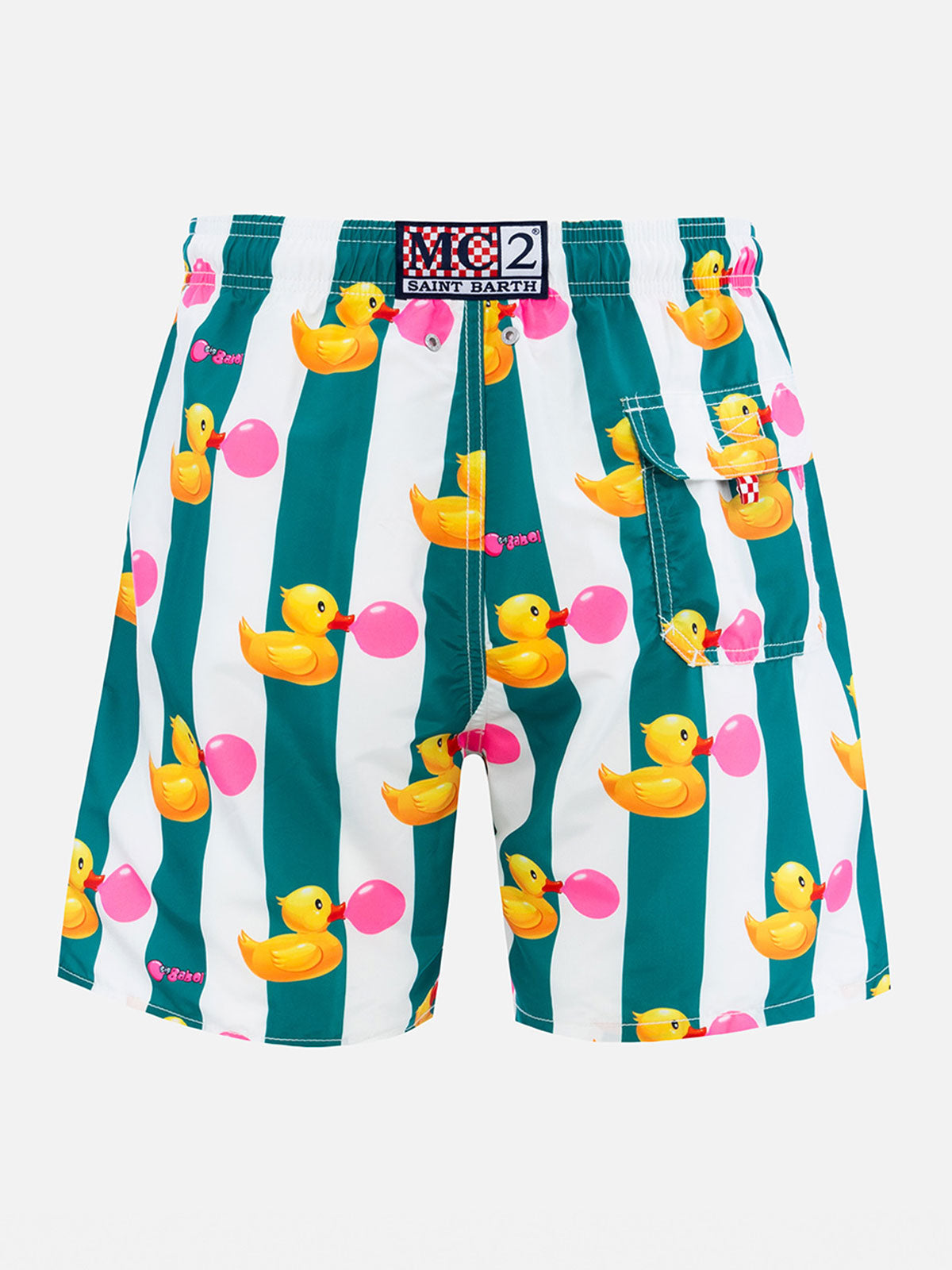 Mittellange Gustavia-Badeshorts für Herren mit Enten-Big-Babol-Aufdruck | GROSSE BABOL-SONDERAUSGABE