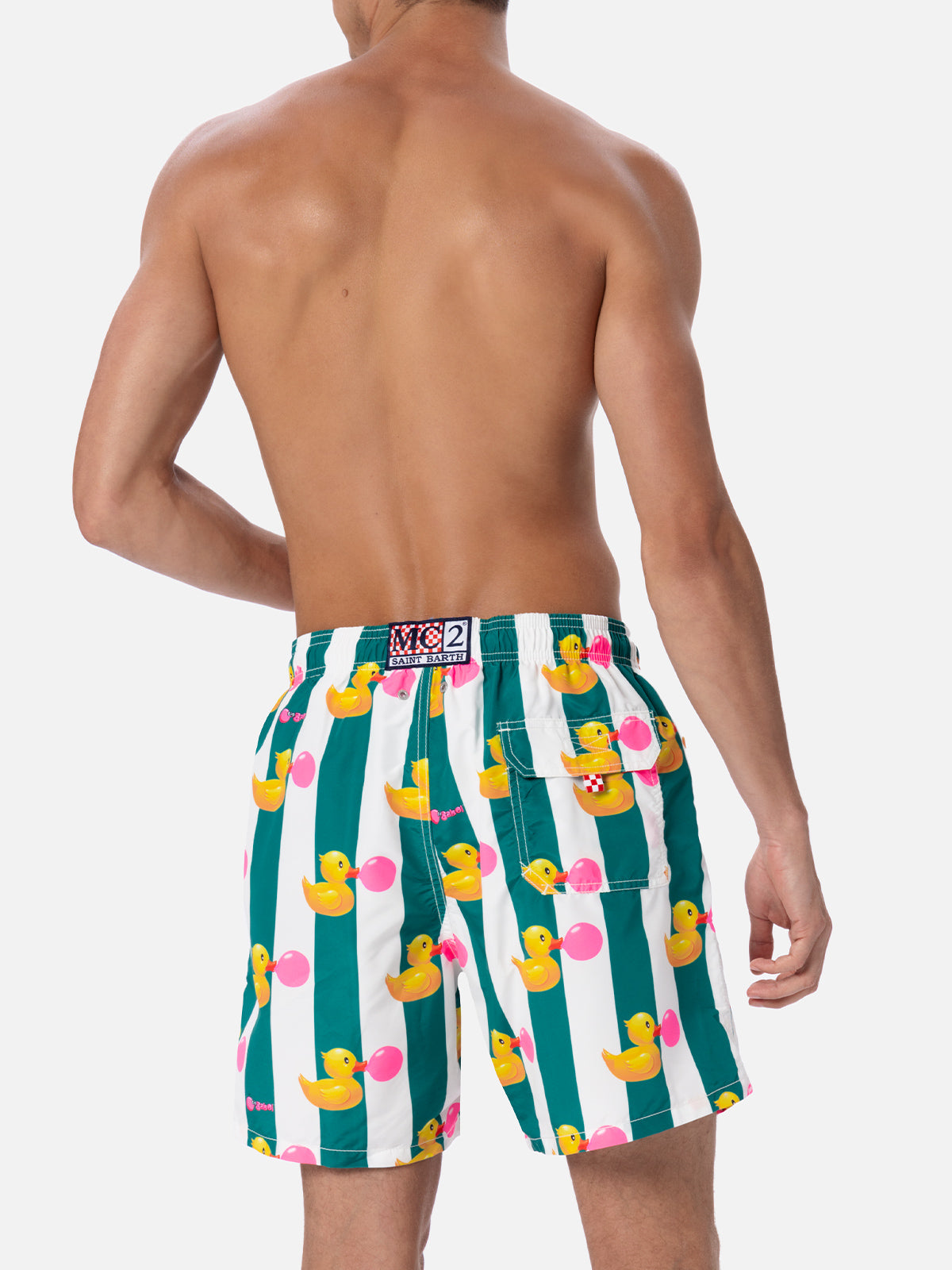 Mittellange Gustavia-Badeshorts für Herren mit Enten-Big-Babol-Aufdruck | GROSSE BABOL-SONDERAUSGABE