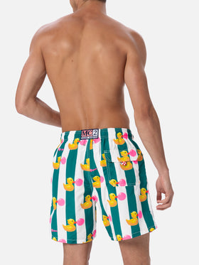 Mittellange Gustavia-Badeshorts für Herren mit Enten-Big-Babol-Aufdruck | GROSSE BABOL-SONDERAUSGABE