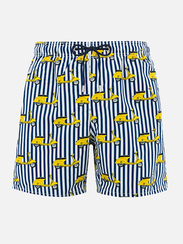 Man mid-length Gustavia swim-shorts with Vespa print | VESPA SPECIAL EDITION