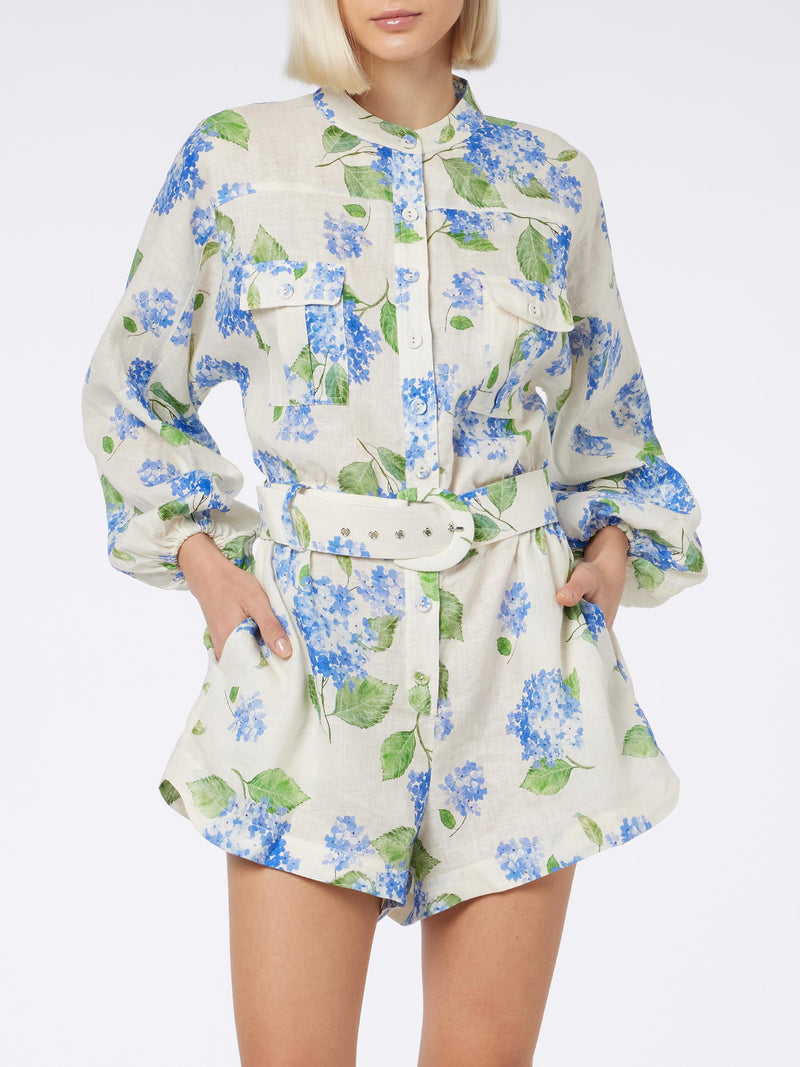 Woman floral linen playsuit Hanniel