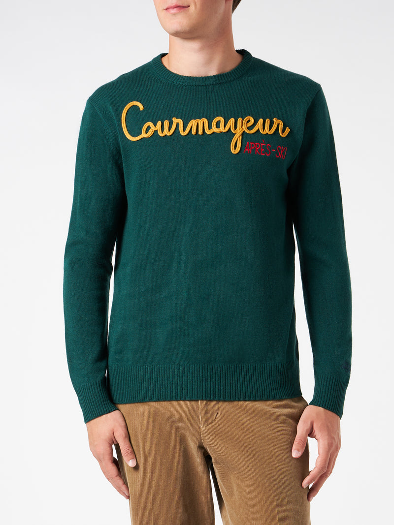 Man crewneck sweater with Courmayeur Après Ski embroidery