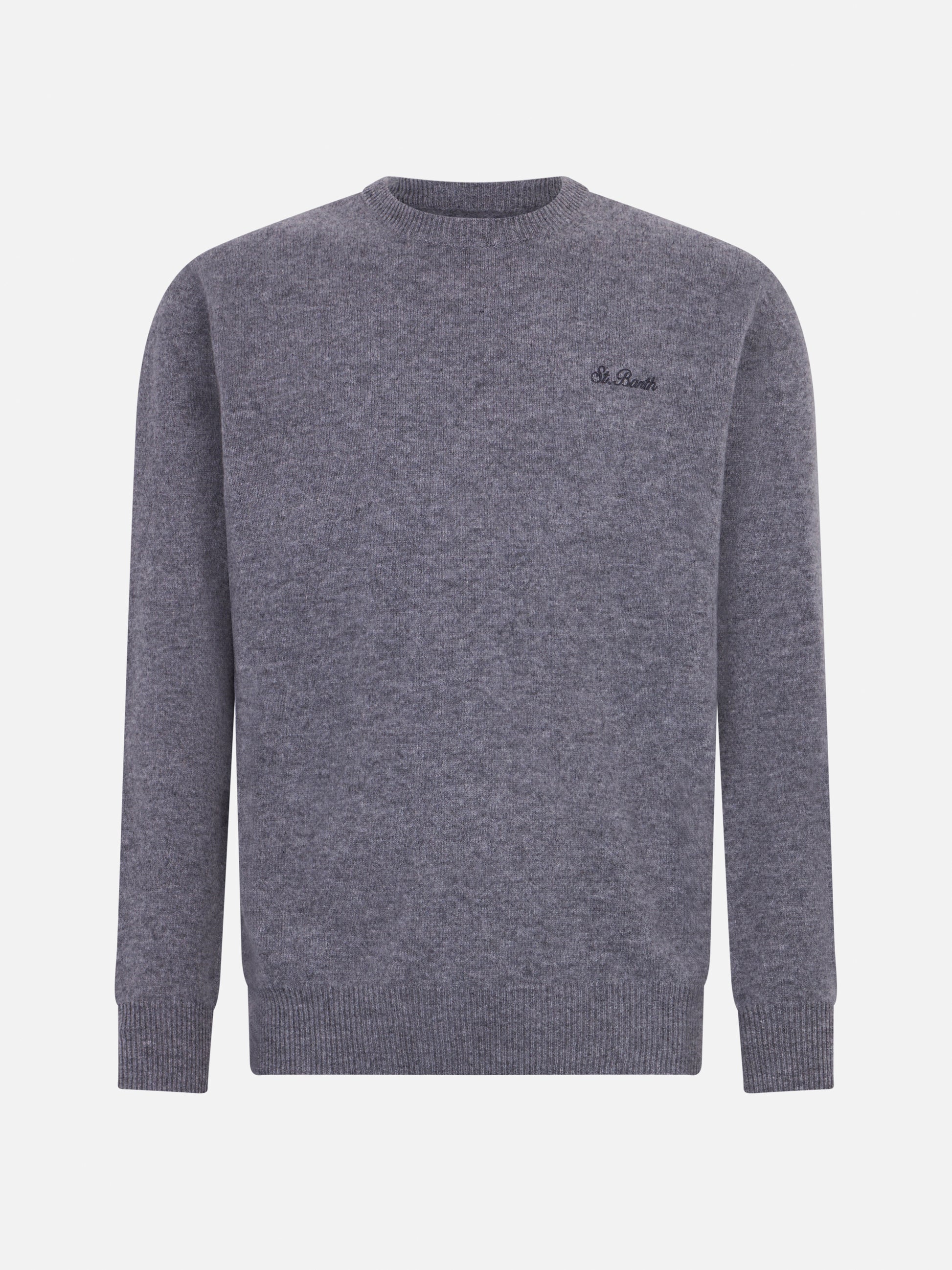 Man crewneck grey sweater with St. Barth embroidery - MC2 Saint Barth