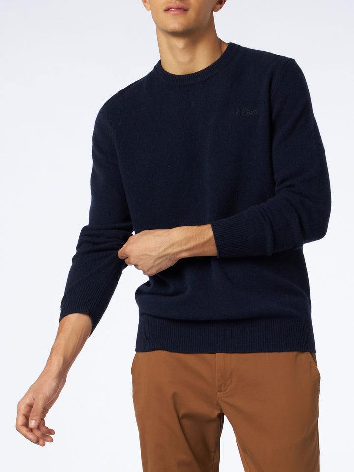 Man crewneck blue sweater with St. Barth embroidery - MC2 Saint Barth