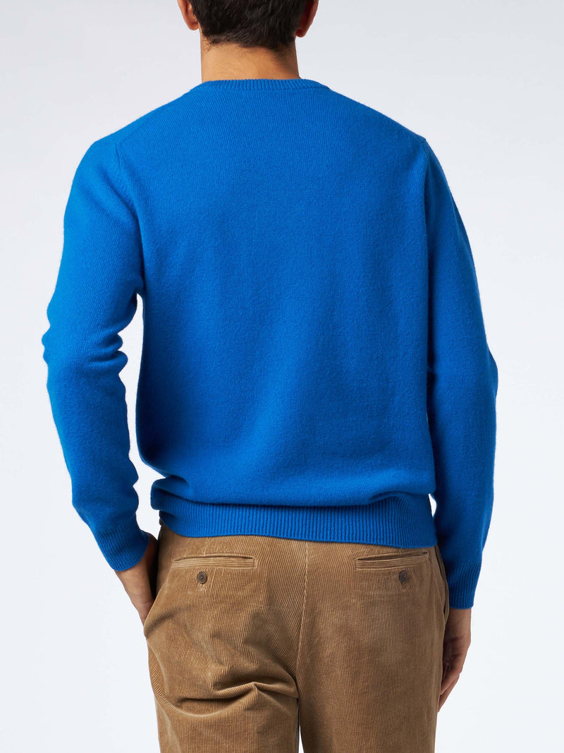 Maglia da uomo girocollo bluette con ricamo St. Barth