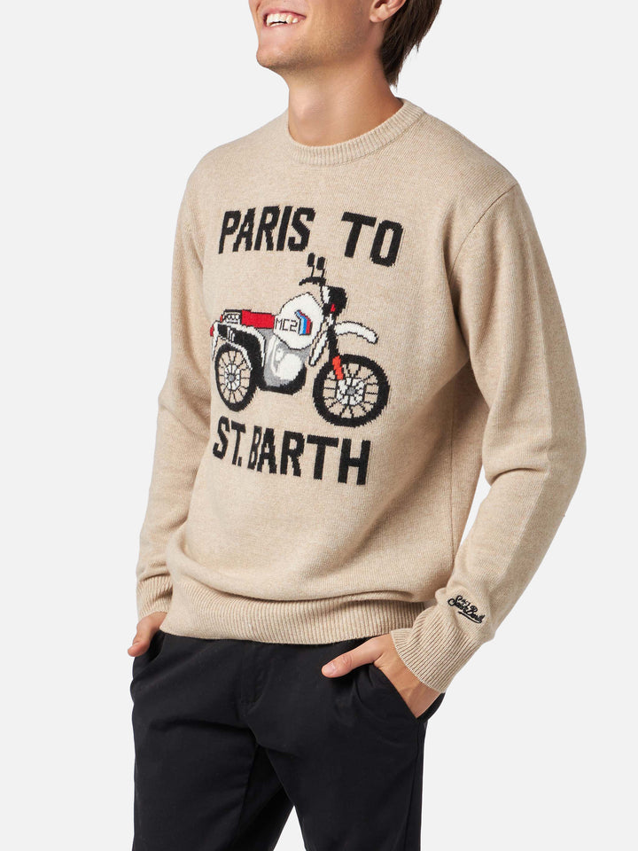 Maglione da uomo con stampa frontale Paris to St.Barth