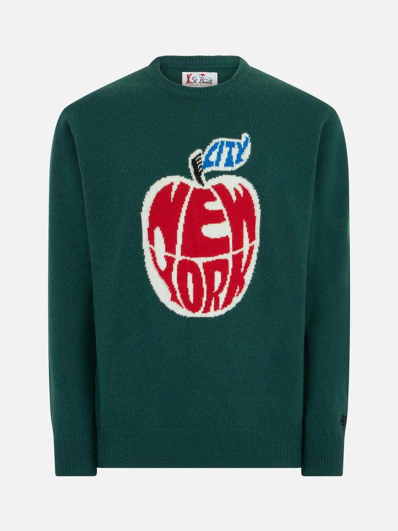 Man sweater with New York apple jacquard