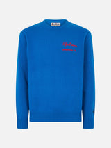 Man sweater with A far l'amore comincia tu embroidery