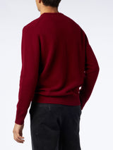 Maglia da uomo girocollo bordeaux con ricamo St. Barth