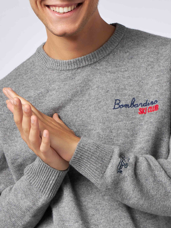 Man crewneck sweater with Bombardino Ski Club embroidery