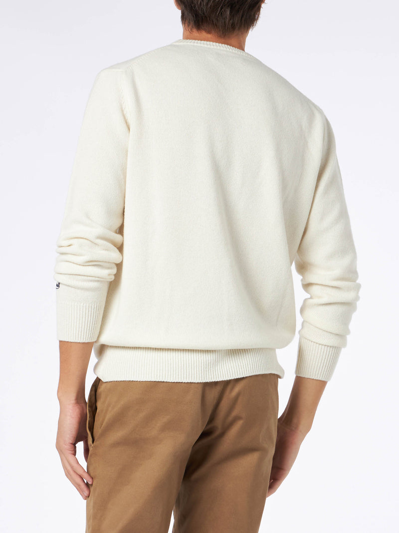 Man sweater with Ciaspole e Nuvole jacquard