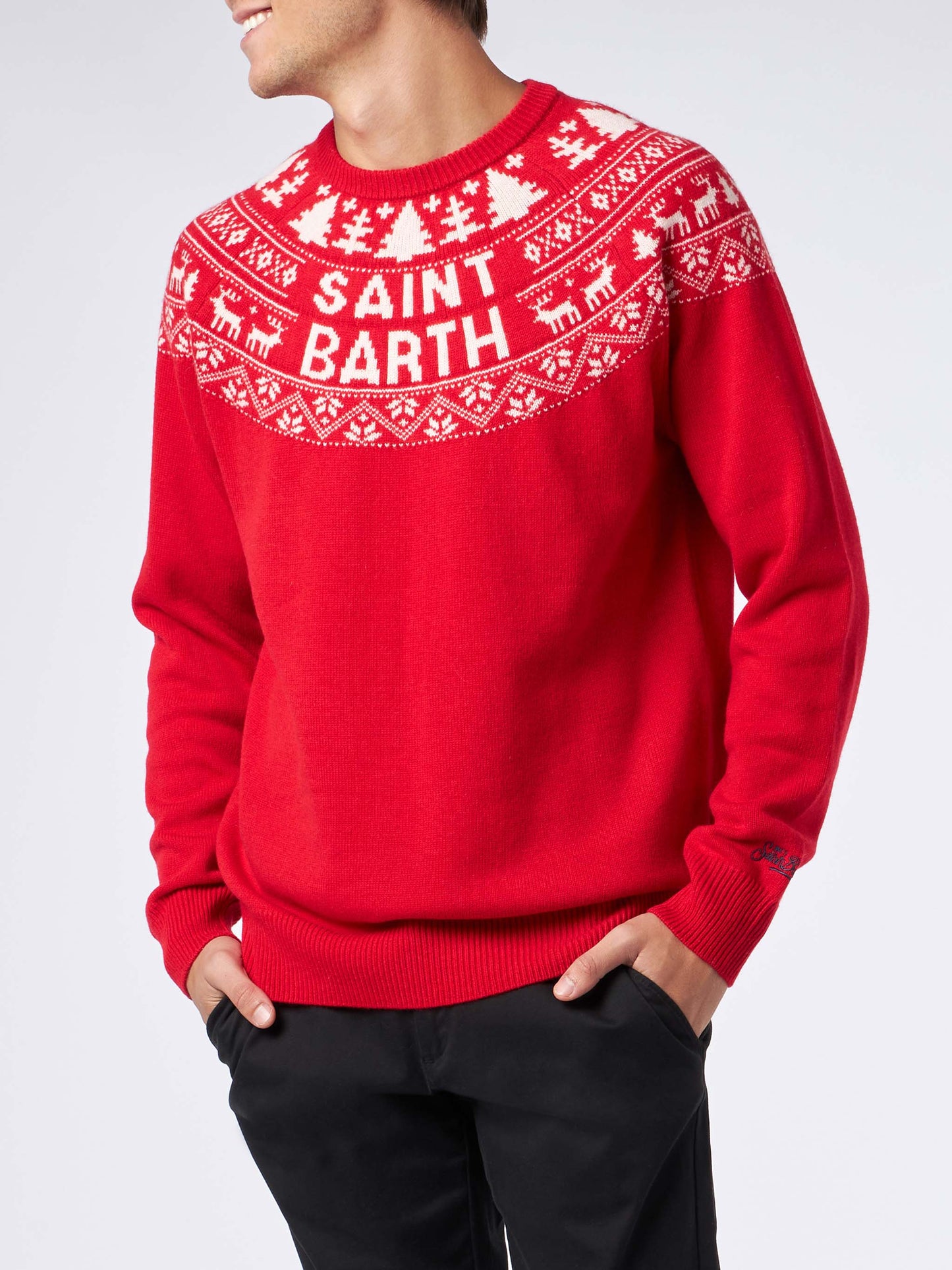 Norwegian style man red sweater