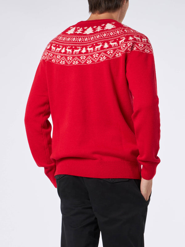 Roter Herrenpullover im norwegischen Stil