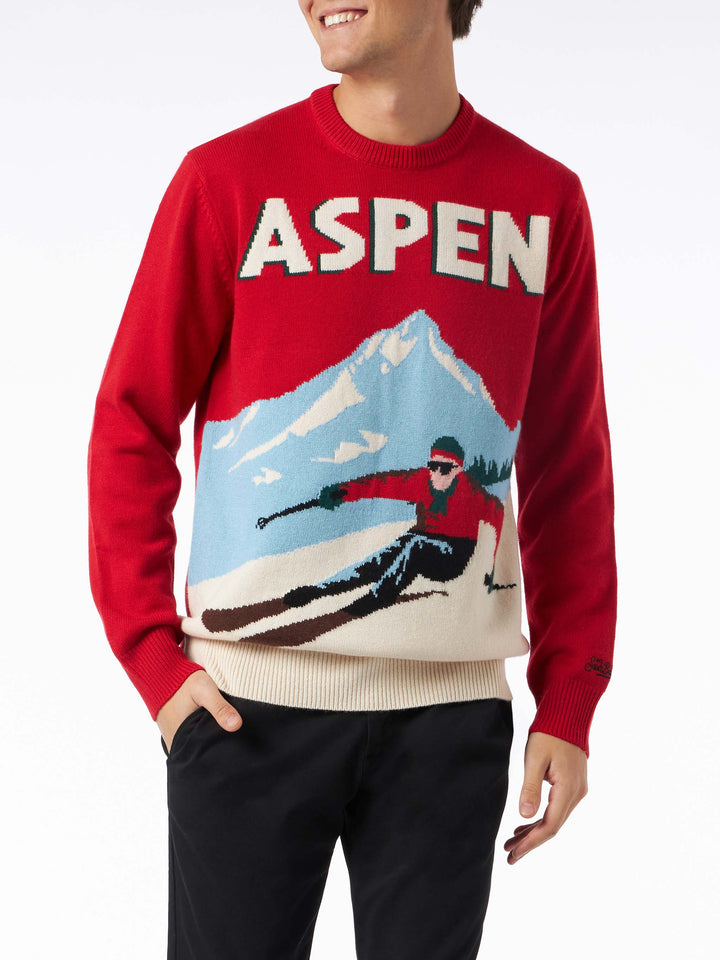 Maglione da uomo girocollo con stampa jacquard cartolina Aspen