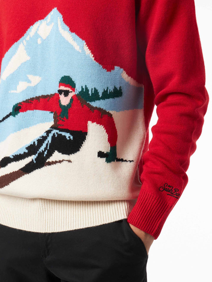 Maglione da uomo girocollo con stampa jacquard cartolina Aspen
