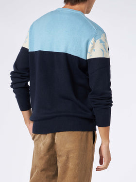 Maglione da uomo girocollo con stampa jacquard cartolina St. Moritz