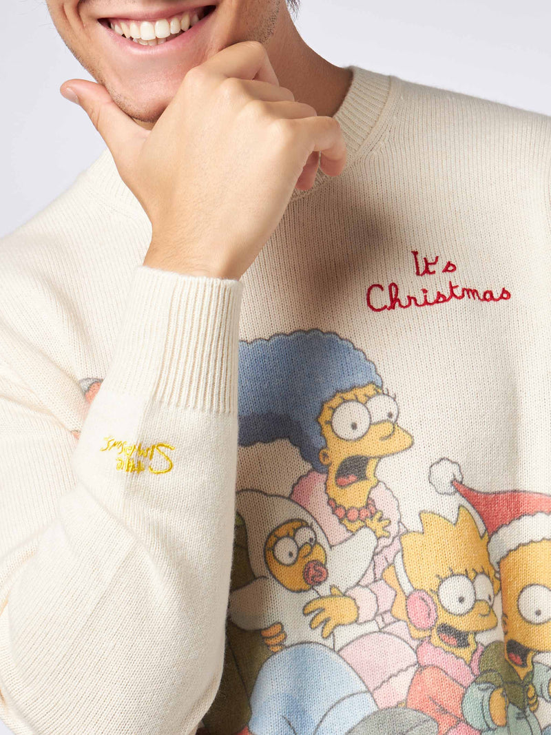 Herren-Pullover mit Rundhalsausschnitt und Jacquard-Print der Simpson-Familie | DIE SIMPSONS-SONDERAUSGABE