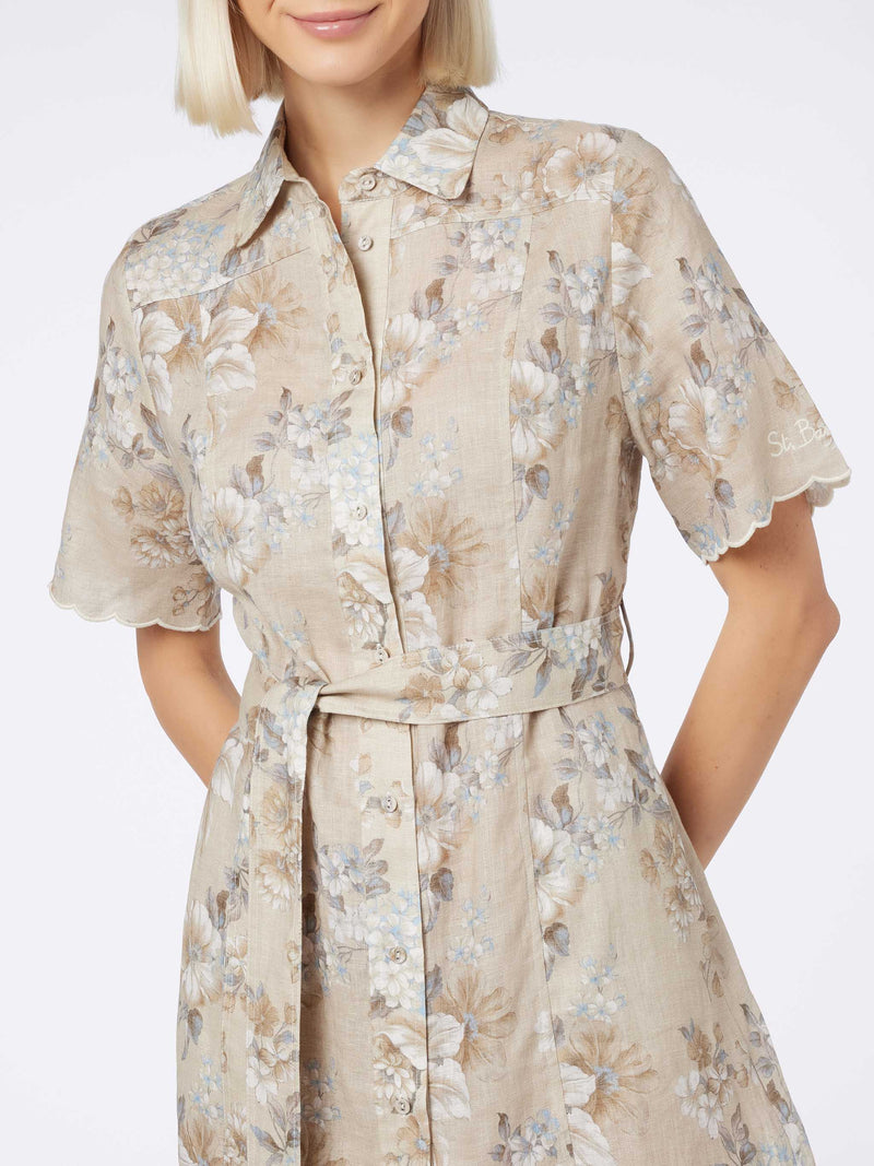 Woman flower linen dress Hermione