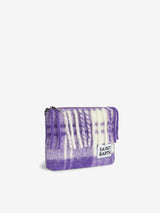 Parisienne blanket crossbody pouch bag with purple tartan print