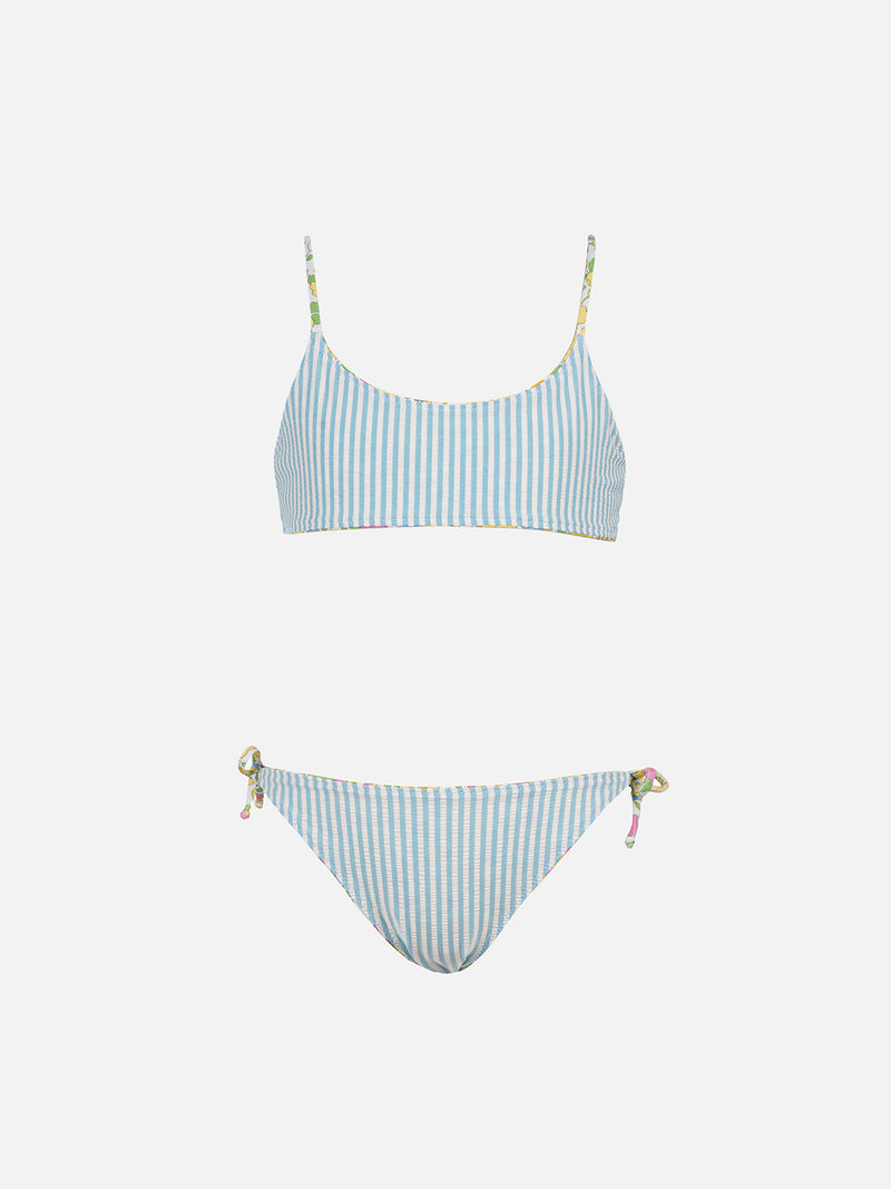 Bikini a bralette double face da bambina Jaiden | REALIZZATO CON TESSUTO LIBERTY