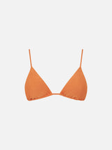 Woman orange triangle top