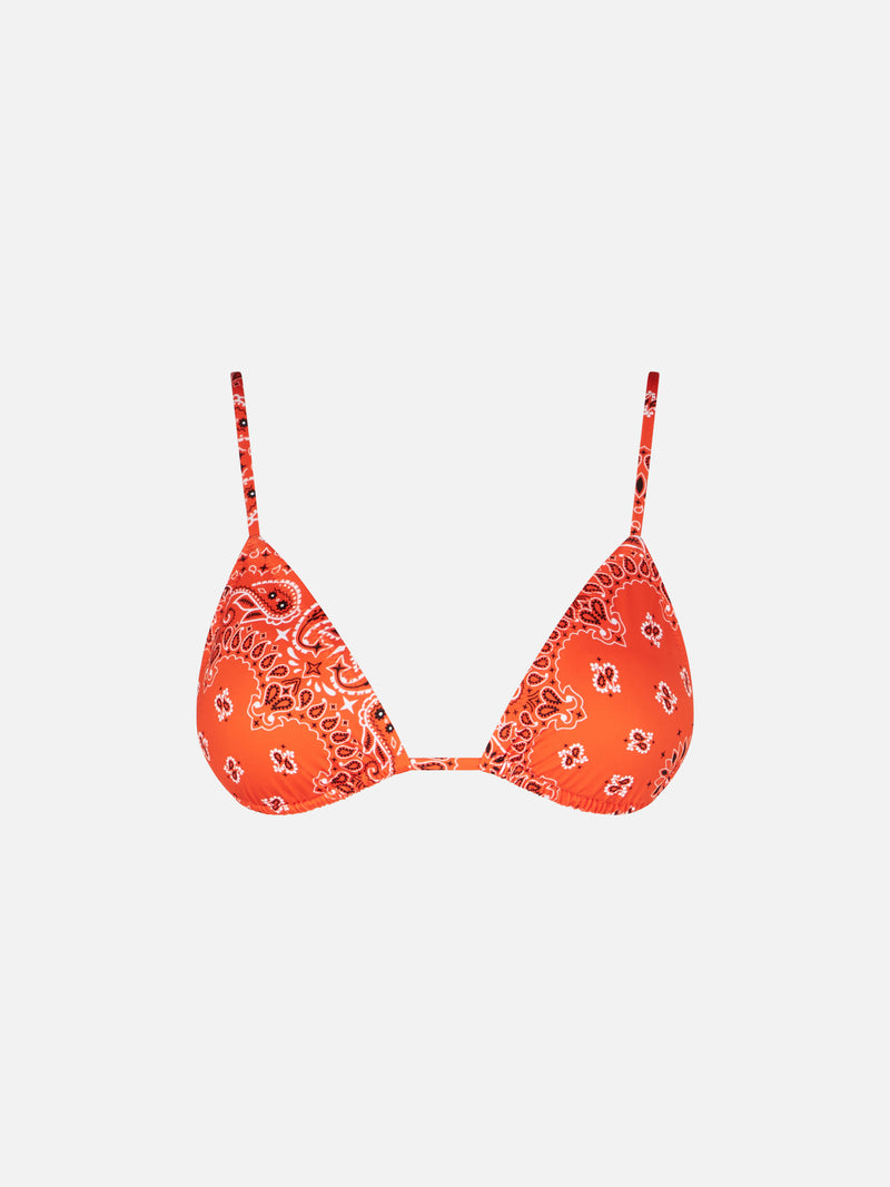 Orangefarbenes Triangel-Top für Damen