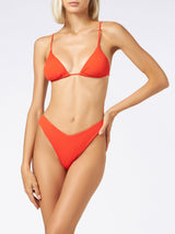 Orangefarbener, gerippter Triangel-Bikini