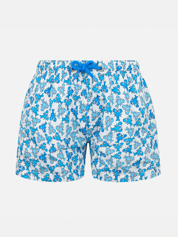 Boy lightweight fabric swim-shorts Jean Lighting with lobster print