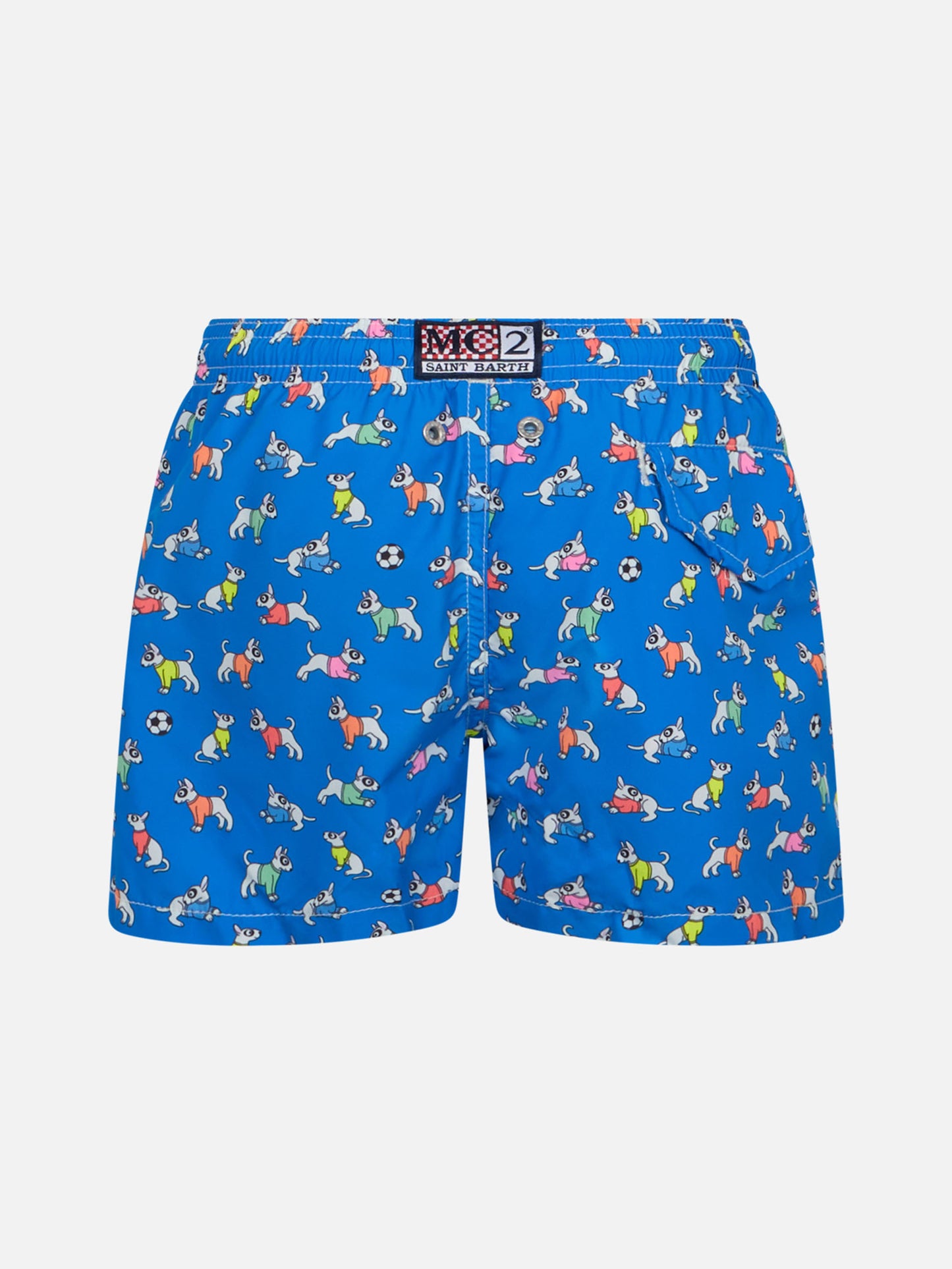 Boy lightweight fabric swim-shorts Jean Lighting with dogs print