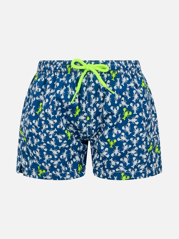 Boy lightweight fabric swim-shorts Jean Lighting with lobsters print