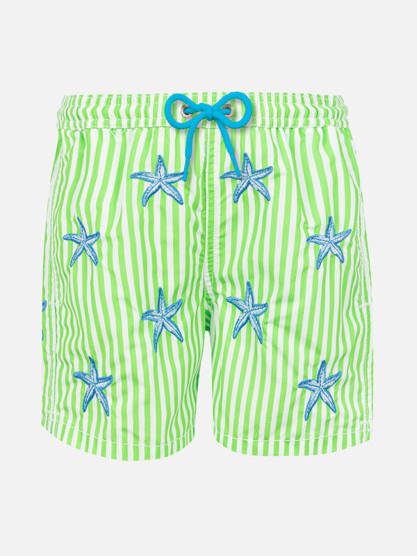 Man classic swim shorts with starfish embroidery