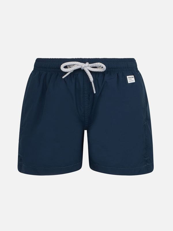 Boy lightweight fabric navy blue swim shorts Jean Lighting Pantone | PANTONE® SPECIAL EDITION