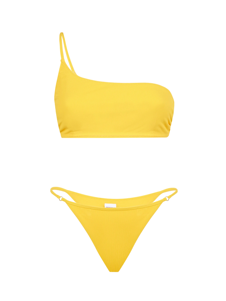 Woman yellow one shoulder bralette bikini - MC2 Saint Barth
