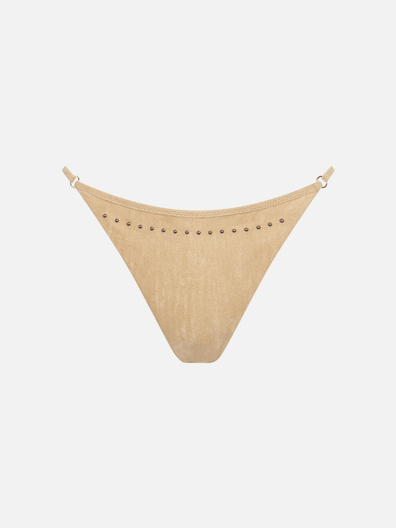 Woman suede cheeky swim briefs