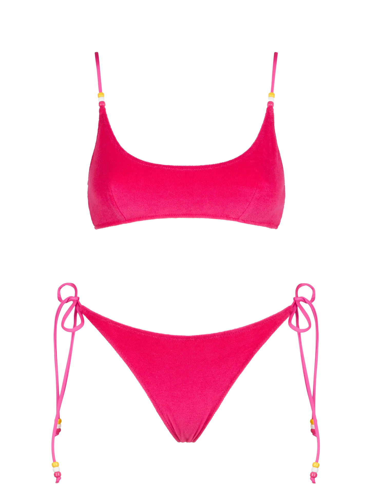Frottee-Bralette-Bikini für Damen in Fuchsia