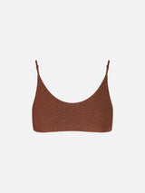 Woman lurex brown bralette top