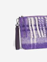 Parisienne blanket crossbody pouch bag with purple tartan print