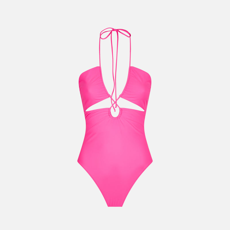 Costume intero cut out rosa fluo