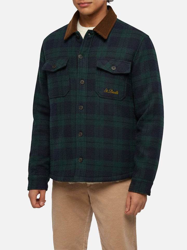 Wool blend overshirt Landeck with tartan print